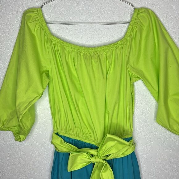 NWT NY& Co Colorblock Off-The-Shoulder Poplin Maxi Dress Medium - Picture 4 of 14